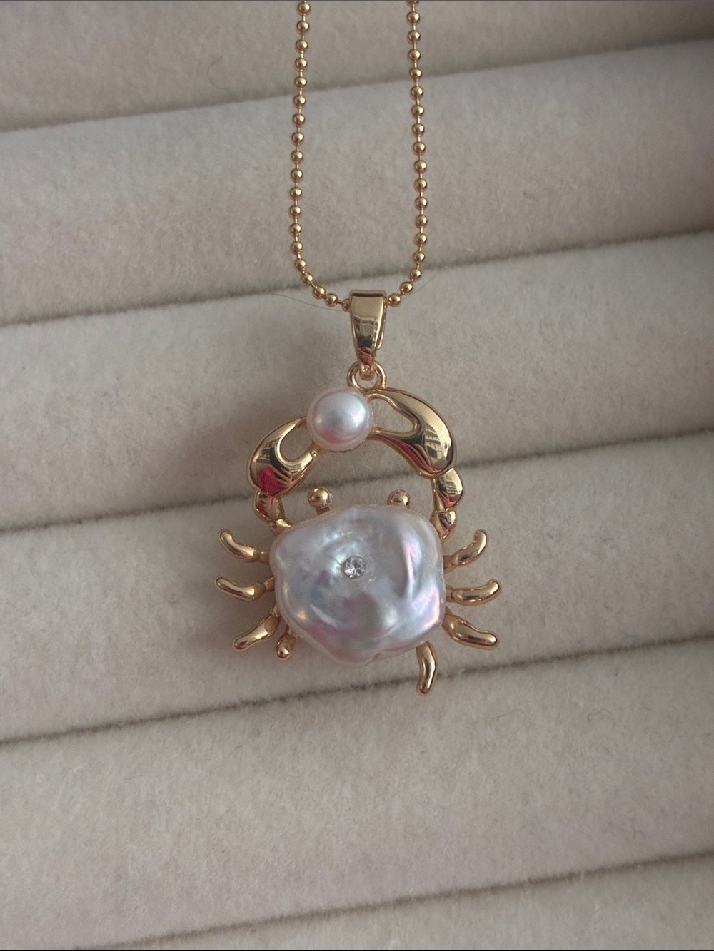 Cancer Zodiac Crab Necklace with Baroque Pearl | June July Birthday Gift